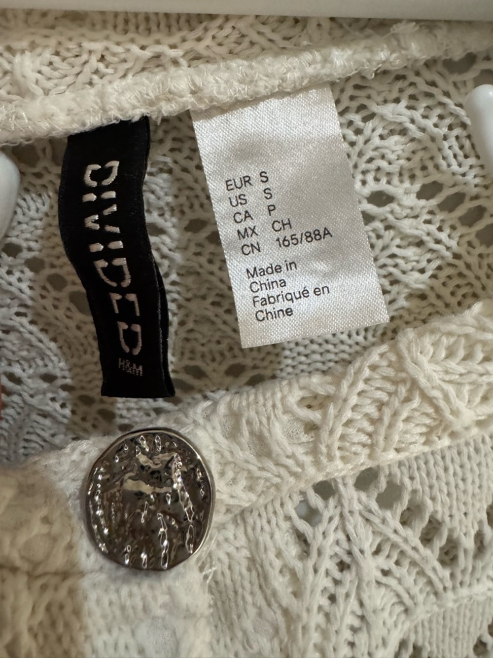 H&M Divided Cream / Ivory Open-Knit Button-Front Cardigan Size S - Picture 6 of 7